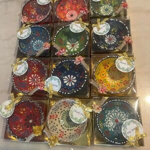 Hand painted turkish ceramic bowls vibrant party favors wedding goodies, bridal